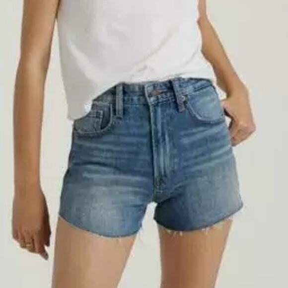 Lucky Brand Lucky Pins High Rise Distressed Cut-Off Jean Short Blue Women's 4/27 - Picture 2 of 11